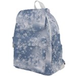 Faded Blue White Floral Print Top Flap Backpack