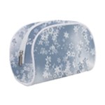 Faded Blue White Floral Print Makeup Case (Small)