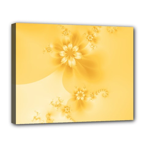 Saffron Yellow Floral Print Canvas 14  x 11  (Stretched) from ArtsNow.com