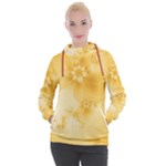 Saffron Yellow Floral Print Women s Hooded Pullover