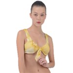 Saffron Yellow Floral Print Front Tie Bikini Top
