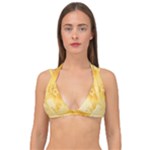 Saffron Yellow Floral Print Double Strap Halter Bikini Top