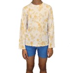 Yellow Flowers Floral Print Kids  Long Sleeve Swimwear