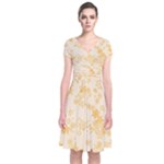 Yellow Flowers Floral Print Short Sleeve Front Wrap Dress
