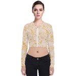 Yellow Flowers Floral Print Long Sleeve Zip Up Bomber Jacket