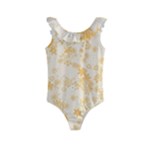 Yellow Flowers Floral Print Kids  Frill Swimsuit