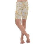 Yellow Flowers Floral Print Kids  Lightweight Velour Cropped Yoga Leggings