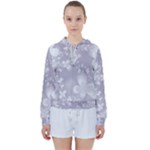 Pale Mauve White Flowers Women s Tie Up Sweat