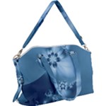 Steel Blue Flowers Canvas Crossbody Bag