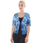Steel Blue Flowers Cropped Button Cardigan