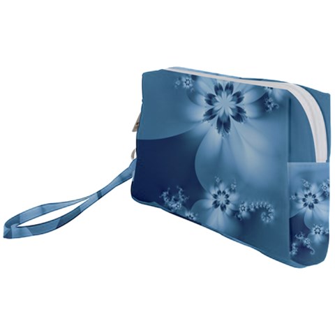 Steel Blue Flowers Wristlet Pouch Bag (Small) from ArtsNow.com