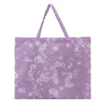 Lavender and White Flowers Zipper Large Tote Bag