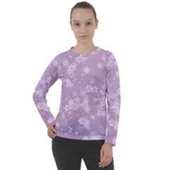 Lavender and White Flowers Women s Long Sleeve Raglan Tee from ArtsNow.com