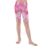 Pink Floral Pattern Kids  Mid Length Swim Shorts