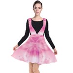 Pink Floral Pattern Plunge Pinafore Dress