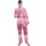 Pink Floral Pattern Men s Long Sleeve Satin Pyjamas Set