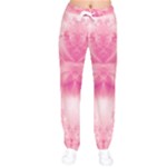 Pink Floral Pattern Women velvet Drawstring Pants