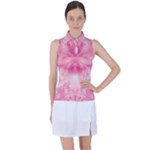 Pink Floral Pattern Women s Sleeveless Polo Tee