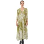 Olive Green With White Flowers Button Up Boho Maxi Dress
