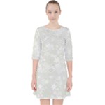 Ash Grey Floral Pattern Pocket Dress