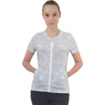 Ash Grey Floral Pattern Short Sleeve Zip Up Jacket