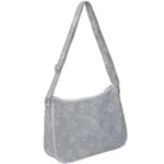 Ash Grey Floral Pattern Zip Up Shoulder Bag