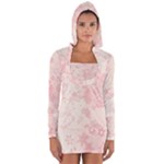 Baby Pink Floral Print Long Sleeve Hooded T-shirt