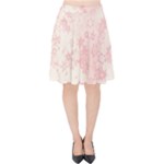 Baby Pink Floral Print Velvet High Waist Skirt