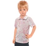 Baby Pink Floral Print Kids  Polo Tee