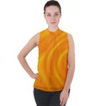 Honey wave  Mock Neck Chiffon Sleeveless Top