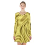 Golden wave  Long Sleeve Velvet V-neck Dress
