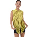 Golden wave  Sleeveless Chiffon Button Shirt