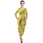 Golden wave  Quarter Sleeve Midi Velour Bodycon Dress