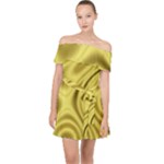 Golden Wave Off Shoulder Chiffon Dress