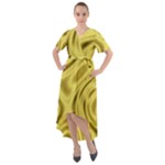 Golden Wave Front Wrap High Low Dress