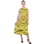Golden Wave 3 Midi Tie-Back Chiffon Dress