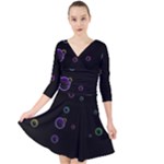 Bubble In Dark Quarter Sleeve Front Wrap Dress