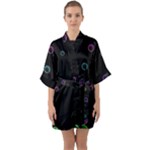 Bubble In Dark Half Sleeve Satin Kimono 