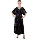 Bubble In Dark V-Neck Boho Style Maxi Dress