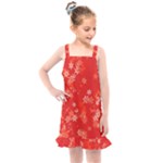 Red and White Flowers Kids  Overall Dress