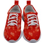 Red and White Flowers Kids Athletic Shoes