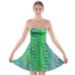 Boho Green Floral Print Strapless Bra Top Dress