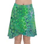 Boho Green Floral Print Chiffon Wrap Front Skirt