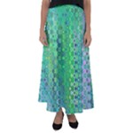 Boho Green Floral Print Flared Maxi Skirt