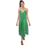 Boho Green Floral Print Halter Tie Back Dress 