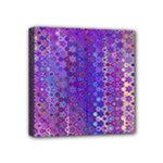 Boho Purple Floral Print Mini Canvas 4  x 4  (Stretched)