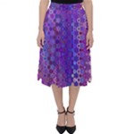 Boho Purple Floral Print Classic Midi Skirt