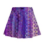 Boho Purple Floral Print Mini Flare Skirt