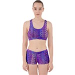 Boho Purple Floral Print Work It Out Gym Set