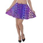 Boho Purple Floral Print Velvet Skater Skirt